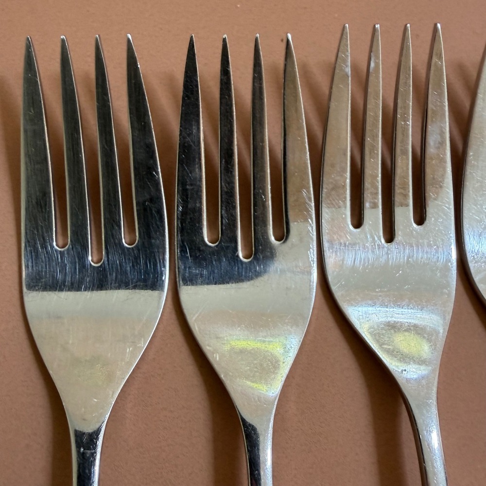 West Bend Twilight Rose Stainless Salad Forks Set of 7 USA Floral Flatware - Picture 5 of 6